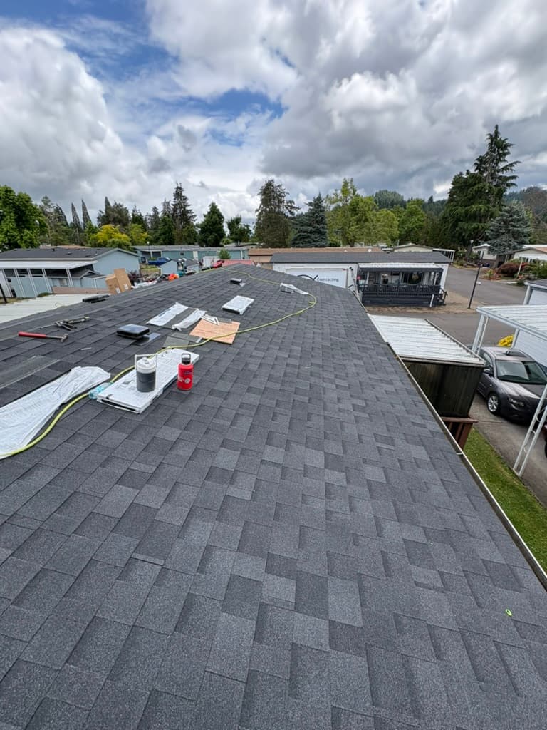 Newly installed architectural shingle roof